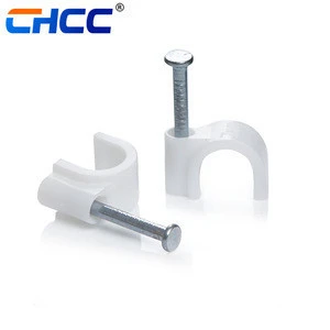 Models Premium Plastic Round Cable Wire Clips With the Nails, White Plastic Cable Circle Clips Cable Management