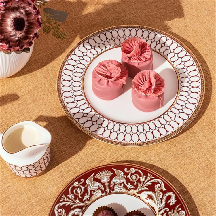Modern european royal handmade afternoon luxury  porcelain mug/cup tea pot set with tray