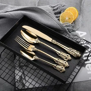 modern inox cutlery set dinnerware sets flatware gold hot sale and high level product royal court style