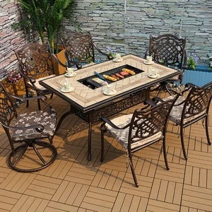 modern metal aluminum outdoor garden table and chair BBQ