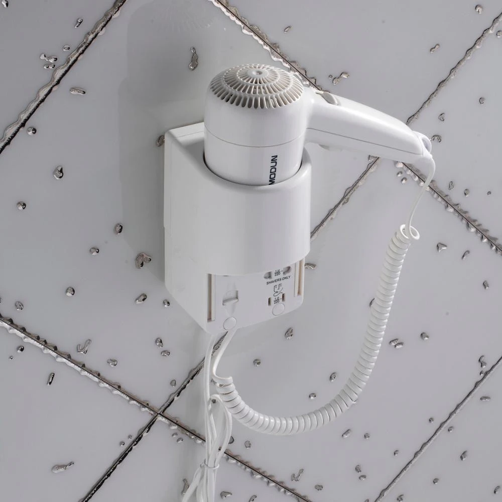 Modun ABS Plastic Wall Mounted White Hair Dryer For Hotel