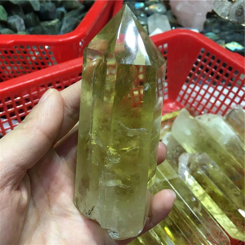 natural clear citrine quartz crystal terminated point crystal wands raw stone tower
