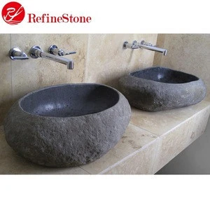 Natural river stone wash basin price