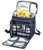 Navy Blue Insulated Picnic Basket - Lunch Tote Cooler Two Place Setting Food Delivery Picnic Cooler Bag