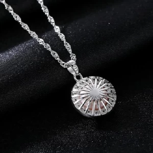 Necklaces Sterling Silver 925 Jewelry Cubic Zirconia Round Circle Shape Elegant Pearl Necklaces