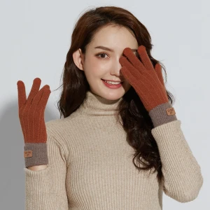 New Arrival Winter Female Warm Cashmere Touch Screen Gloves Cute Cycling Mittens Women Knitting Driving Gloves