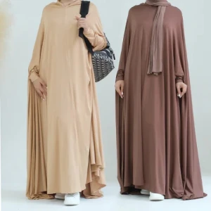 New Design Cotton Islamic  Niqab Kaftan Robe jilbab Dubai Batwing Sleeves Prayer Dress Burqa Khimar Abaya Women Muslim Dress