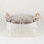 New Design Handmade Decorative Large Bins Grey Square Woven Laundry Felt Storage Basket