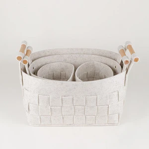 New Design Handmade Decorative Large Bins Grey Square Woven Laundry Felt Storage Basket