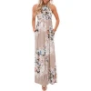 New fashion sleeveless floral long ladies dress plus size maxi pocket dress