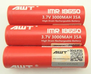 New products 2016 AWT 18650 3000mah 35aa 3.7v awt 18650 battery for electronic poker table/chinese english electronic dictionary