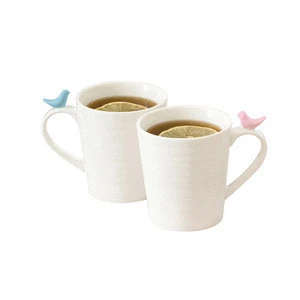 New productwholesale 3d bird animal decoration ceramic couple mug cup