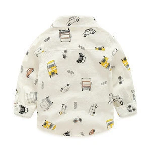 New Spring and Autumn Baby Boy Top Long Sleeve Print Shirt Baby Lapel T Shirt