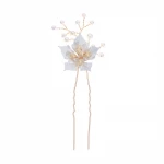Newest Handmade Wedding Bridal Hair Clips Pearl Crystal White Flower Hair Pins