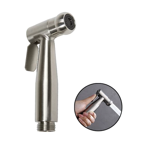 Nickle Brush Hand Held Toilet Bathroom Bidet Shower Head Spray Sprayer With Adjustable Pressure Shut-off Valve .