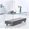Nordic Long Narrow Tv Stand Table Modern With Wheels Tempered Glass Top LCD TV Table