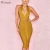 Import Ocstrade Hot Sales Sexy Women Halter Yellow Bandage Dress Rib Hollow Out Bodycon Dress from China