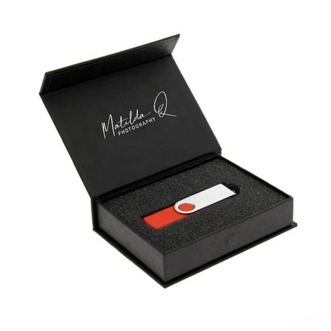 OEM Custom Personalize  Caja De Papel Paper Box Black Carton Box USB Flash Drive Package Gift Linen Box Container Package Case