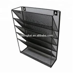 Office home household accessories purple hanging wall mount letter mesh metal desktop desk wall file organizer for documemt