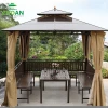 Outdoor furniture uv stretch wooden seat pavilion outdoor garden 13 ft long hardtop gazebo bbq grill gazebo
