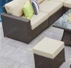 Outdoor Patio Wicker Furniture Multifunctional Garden Leisure Rattan Sofa  With Fire Pit Table
