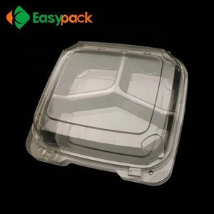 PET disposable plastic dry fruit clamshell tray with lid and compartments