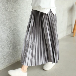 PHB 20238 pleated design solid color newly 2020 kids girls maxi skirt