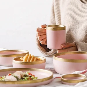 Pink gold porcelain  Luxury Dinnerware Sets plates