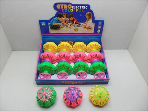 Plastic B/O spinning top with music ,electric flashing peg-top toys,battery-operated gyro toys