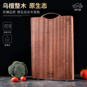 Popular Product 20WCB054 Ebony Natural Wood Chopping Board Long Rectangular Wood Cutting Board With Handle