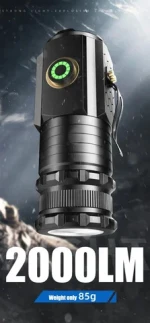 Powerful Mini LED Flashlight 2000LM Super Bright Keychain Light USB Rechargeable Torch Camping Lantern with Power Indicator