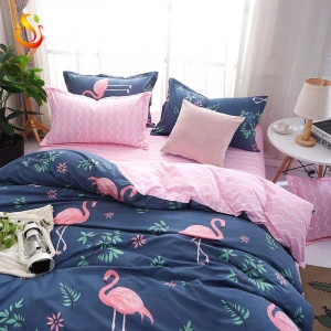 Premium Cartoon Flamingos Digital Printed Polyester Comforter Bed Sheet Bedding Sets