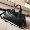 PU leather duffle bag custom black leather weekend travel duffel bag