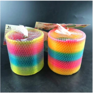 Rainbow Fashion Toys Child Colorful Rainbow Circle Folding Plastic Spring Coil Toy For Children&#39;s Creative Educational Toys