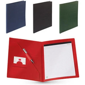 Recycled cardboard folder with 25 sheet notepad and internal document pocket.