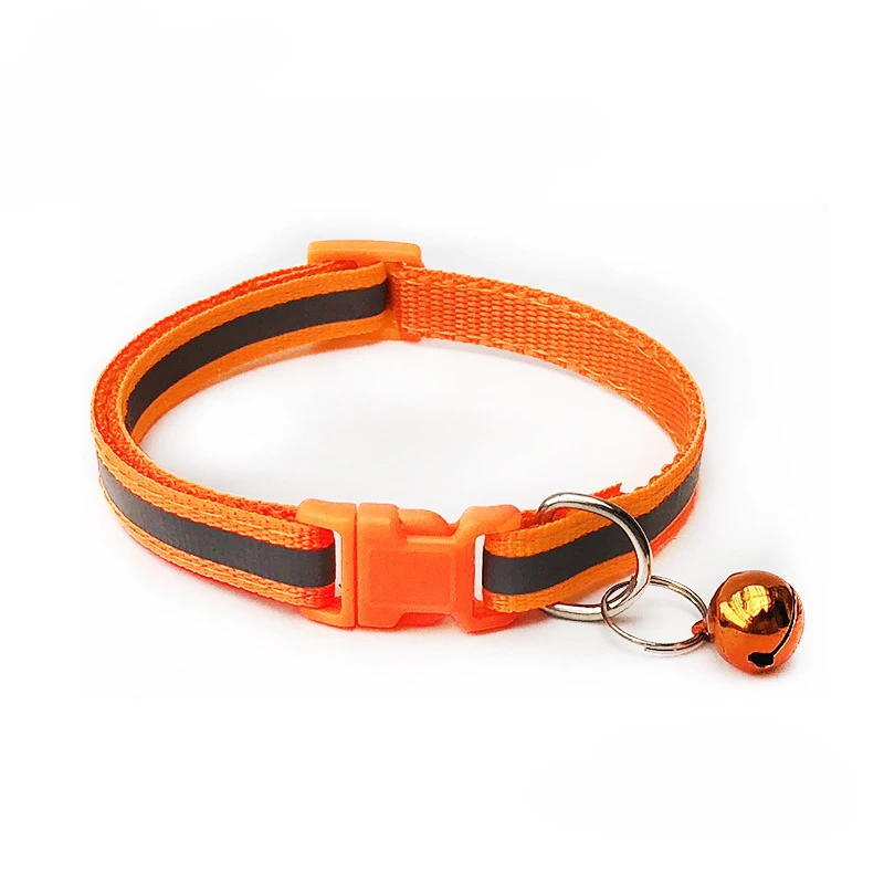 Reflective cat collar multi-colors dog cat collar with bell adjustable nylon manufacturer wholesale