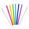 Reusable BPA Free cool Silicone Drinking Straws with brushes for wedding Party