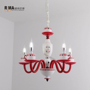 Rima Lighting Glass Crystal Chandelier Cristal Lustre Pendant Lamp with Lovely Coffee Cup for Kids Children Cartoon Room Decor