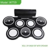 Roll-Up Drum Kit with Speaker Foot Pedals, Drumsticks, and  Micro USB port for power Foldable Portable Electronic Drum Set