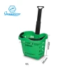 Rolling plastic shopping basket with telescopic handle