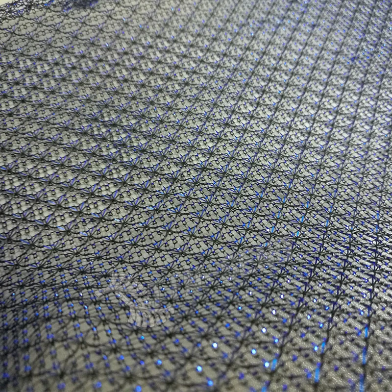 Royal Blue Rhombus Shimmer Lurex Knitted Fish Net Decorative Glitter Mesh Fabric with Cheap Wholesale Price