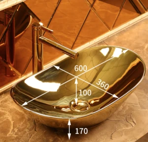 royalkatie Luxury Fashion sanitary ware Ceramic gold wash basin for bathroom