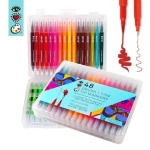 Set of 48 rich colors multipurpose dual brush fine tip  markers