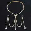 Sexy Diamond Love Heart Neck Chest Chain Nipple Chain Tassel Body Chain Fun Accessories
