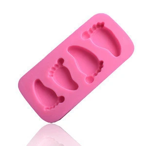 Silicone Molds  4 Cavity baby foot mold   Soap Mold DIY Chocolate Biscuit Cake baking  Mold