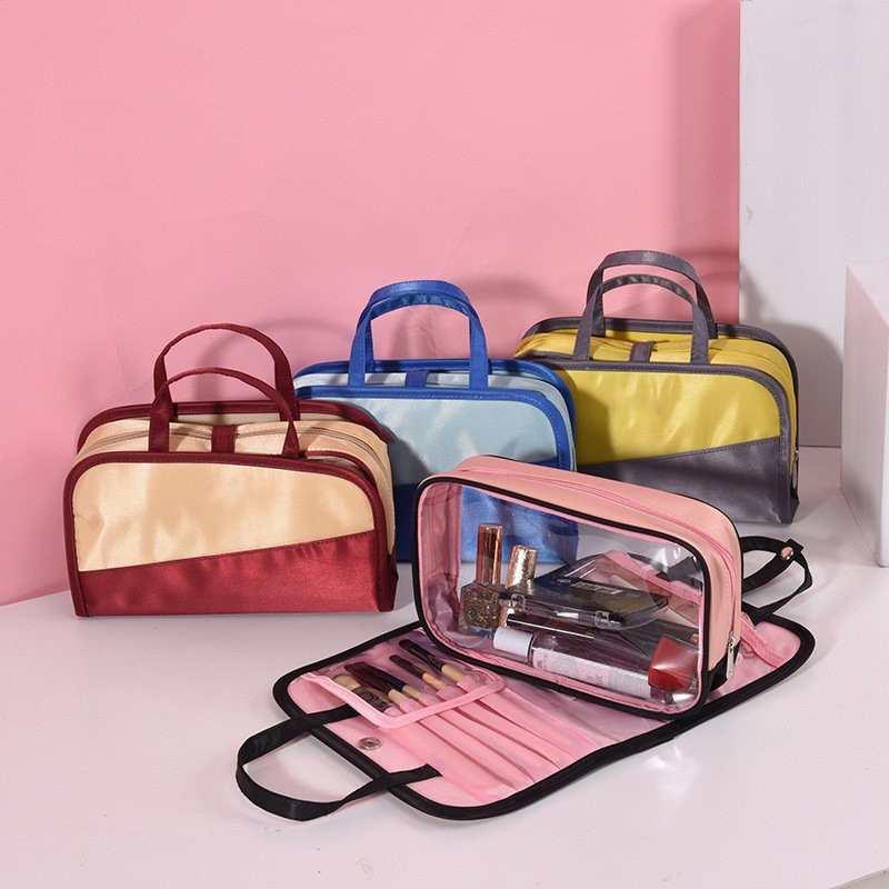 Simple Transparent Portable Large Capacity PVC Two Piece Cosmetic Bag