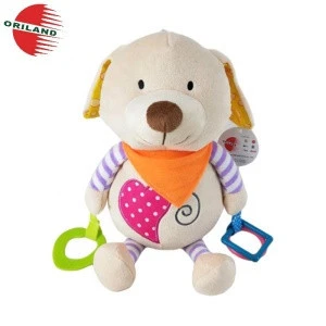 Soft baby plush animal toy with baby rattle silicone teething toys