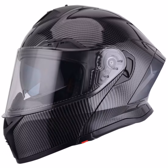 Carbon Fiber Like Motorcycle Modular Flip up Full Face Helmet for Adult