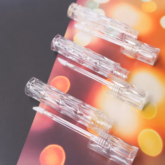 Import Diamond Design 4.5ml PETG Material Lipgloss Tube Transparent Round Plastic Empty Lipgloss Container Cosmetics Packaging Tube from China