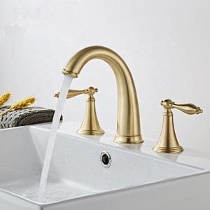 Spanish Antique 8&quot; widespread gold plated long spout faucet taps tap mixer gold swan faucet
